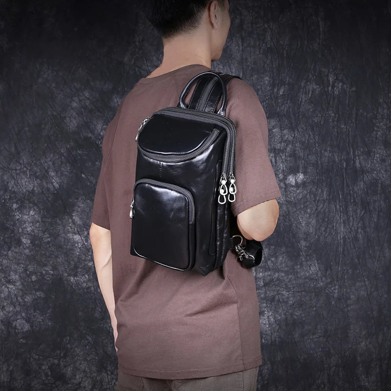Bandolera de cuero casual para hombre | Mochila elegante para el día a día