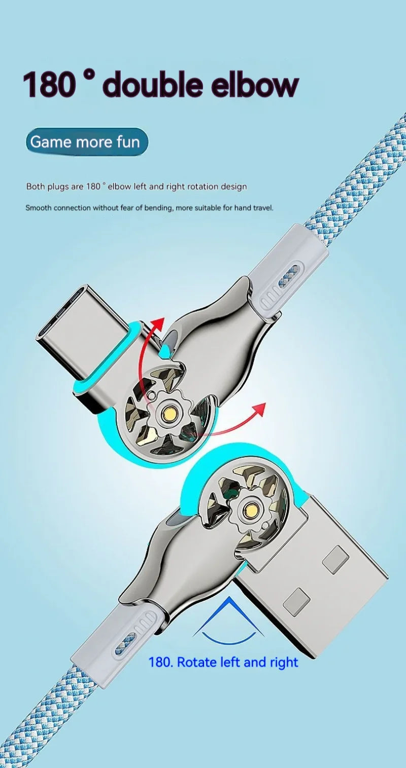 Fast Charge USB A to C Cable | 180 Degree Rotatable Durable Cord