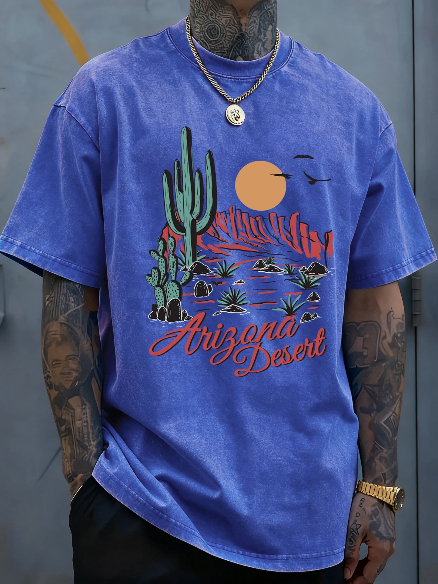 Men's Arizona Desert Cactus Graphic Tee | Soft Short Sleeve T-Shirt