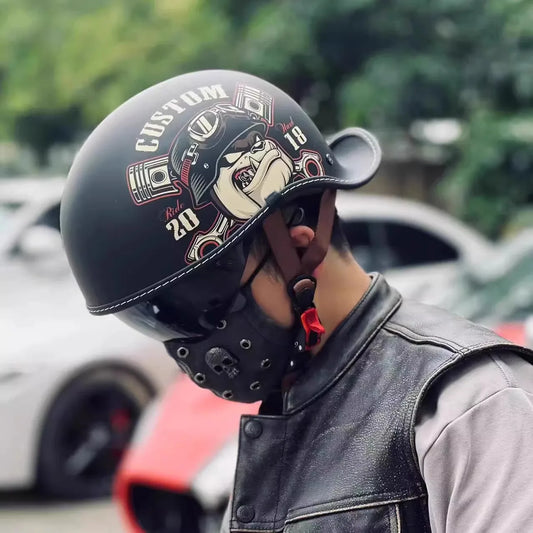 Casco de moto tipo media calota retro unisex | Elegante y seguro