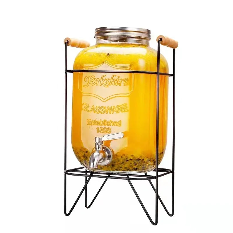 Elegant 4L Glass Beverage Dispenser with Stand & Tap