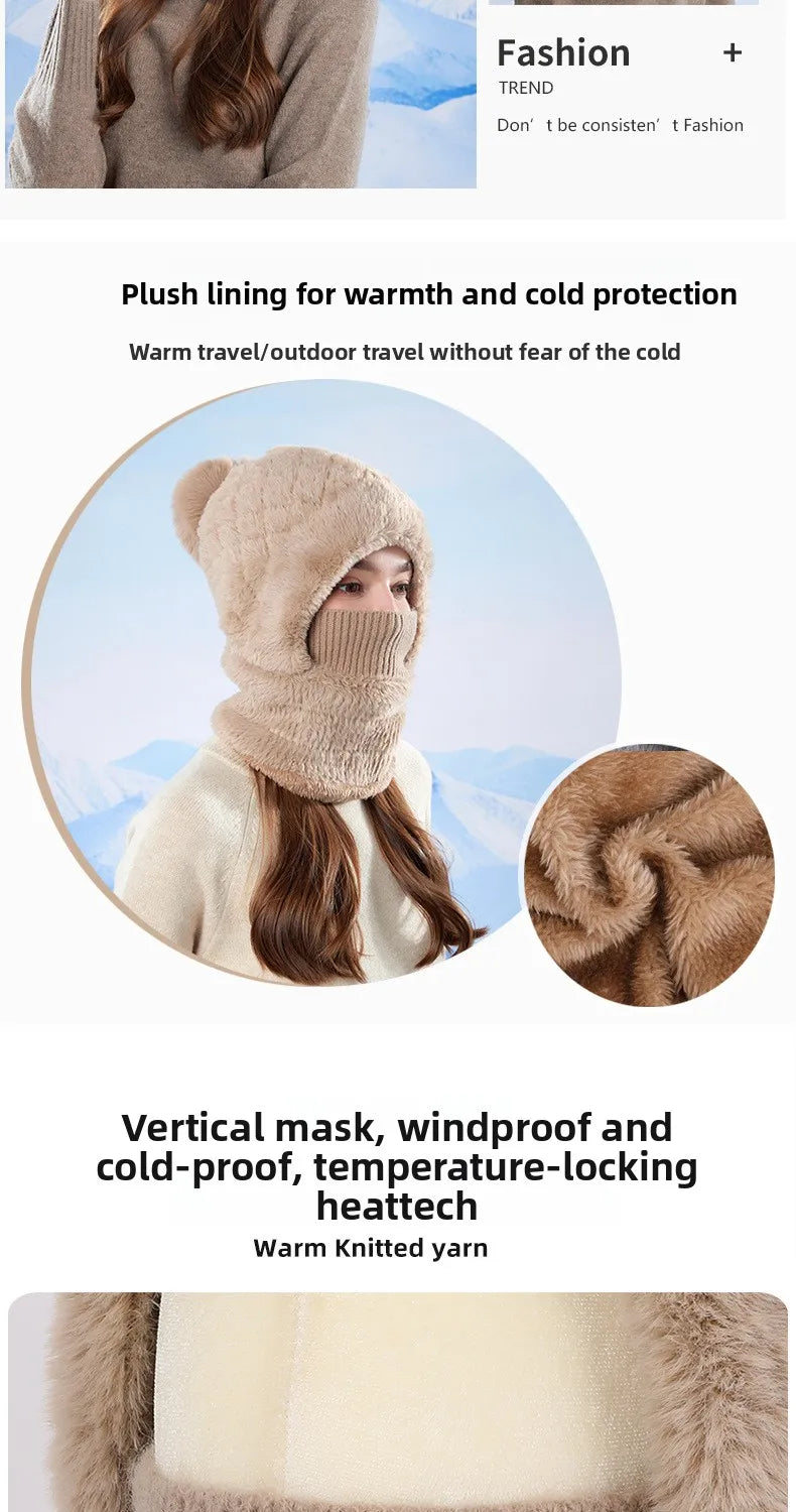 Women's 3-in-1 Fleece Lined Cycling Balaclava | Winter Windproof Hood