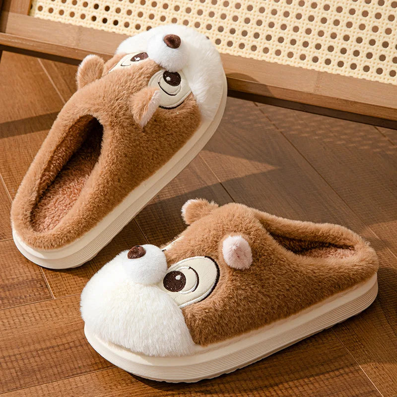 Women's Cozy Cartoon Plush Corduroy Slippers | Fun Indoor Footwear