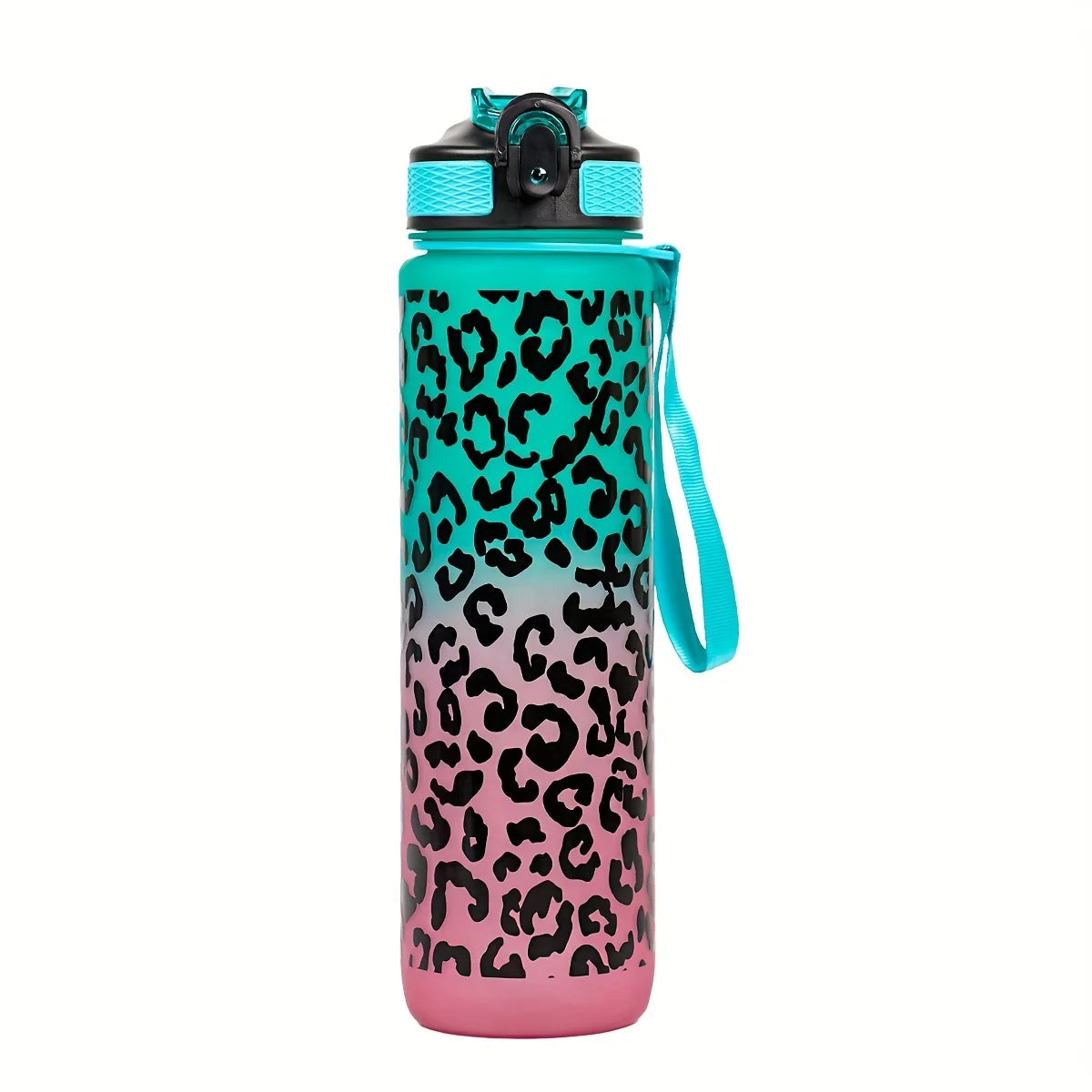 1 Liter Large Capacity Leopard Print Plastic Cup Leak Proof Sports Water Bottle Drink Items Outdoor Travel Portable Gym Bottle