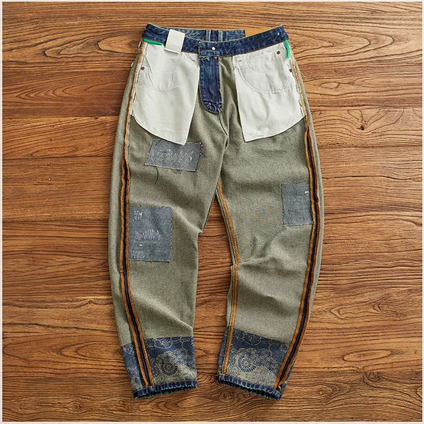Men's Ripped Vintage Jeans | Casual Heavy Straight Leg Denim