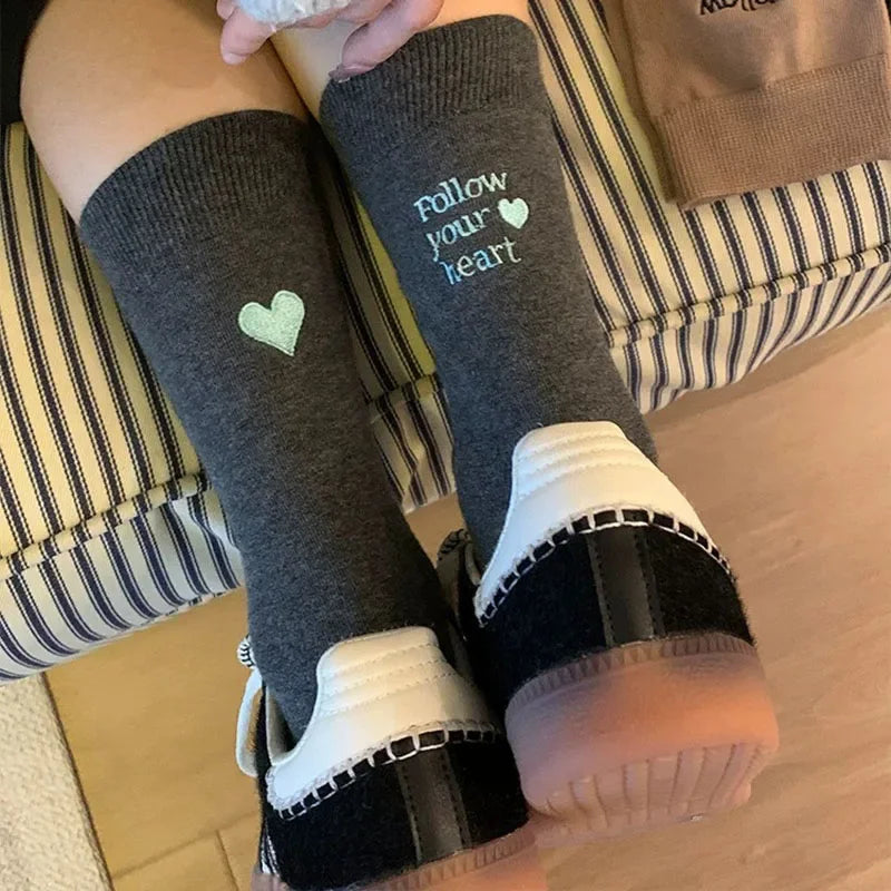 Calcetines de algodón a media pantorrilla | Calzado de invierno elegante para mujer