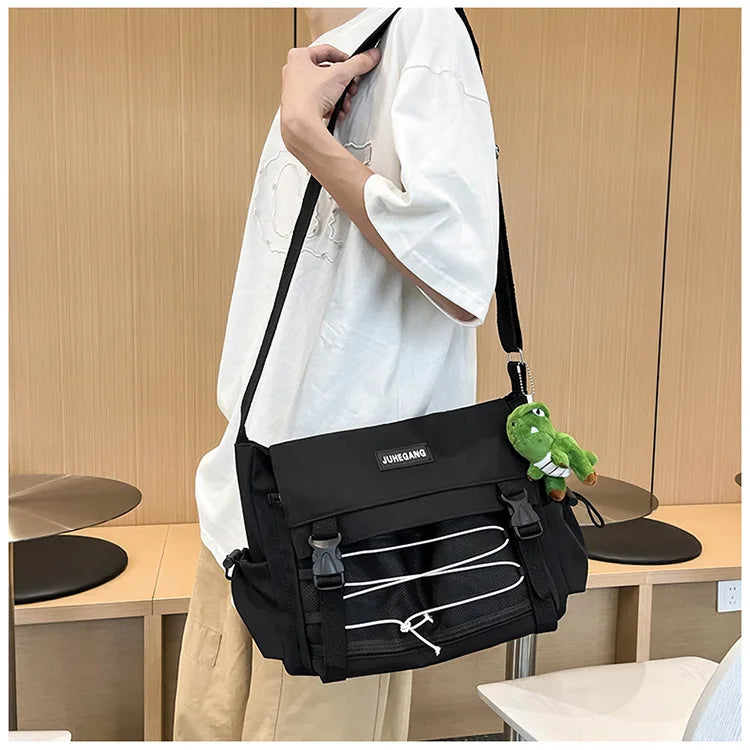 Bolso cruzado de nailon elegante para adolescentes | Bandolera multibolsillos