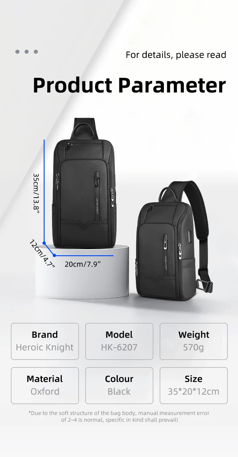 Men's Waterproof Anti-Theft Shoulder Sling Bag | Multi-Pocket Crossbody