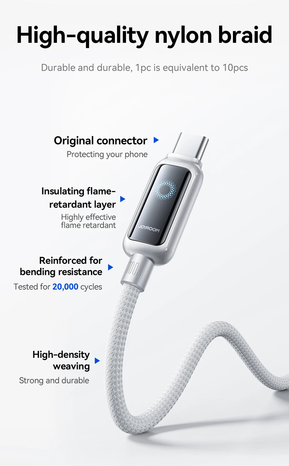 100W Fast Charge USB C Cable | Automatic Power Off Charging