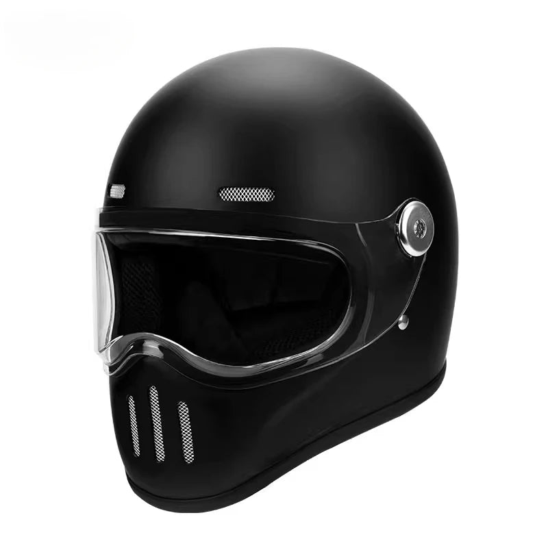Retro Fiberglass Full Face Motorcycle Helmet | Vintage Style Safety Gear