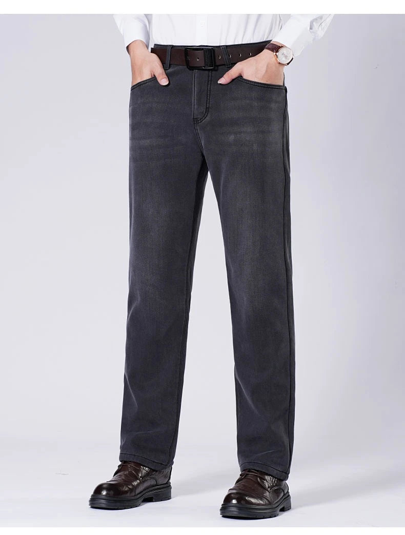 Men's Winter Jeans | Thick Plush Velvet Denim Pants for Comfort