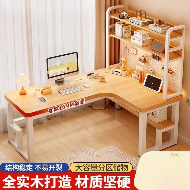 Premium Solid Wood Corner Computer Desk | Modern Workspace Solution