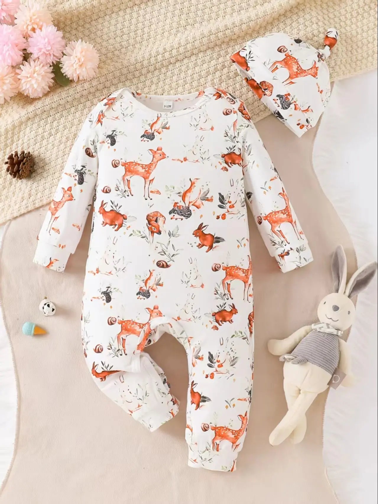 Unisex Baby Long Sleeve Romper | Cute Cartoon Deer Onesie