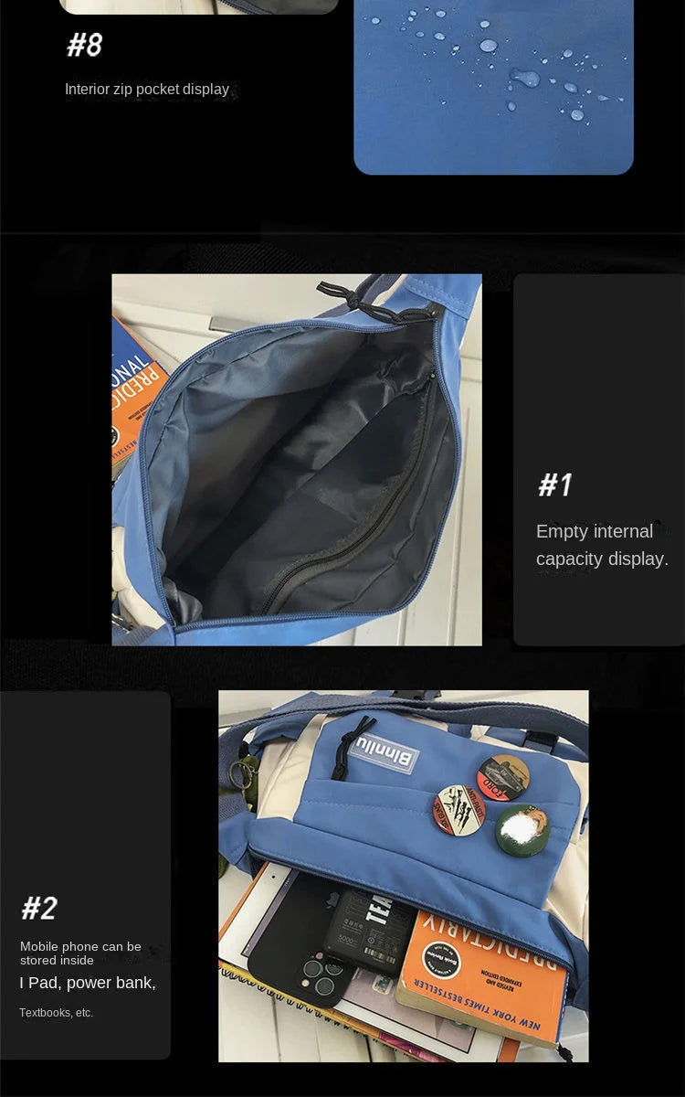 Stylish Waterproof Nylon Messenger Bag | Unisex Crossbody Satchel