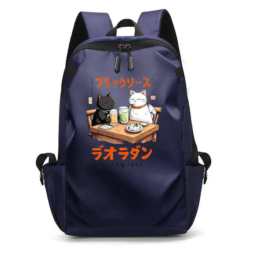 Cute Waterproof Men's Business Laptop Backpack with Cat Print