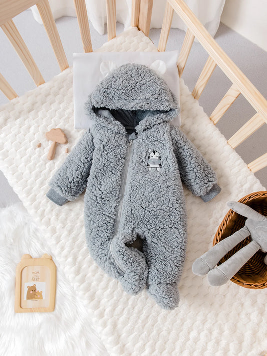 Baby Plush Crawling Suit | Adorable Cartoon Bull Design for Winter