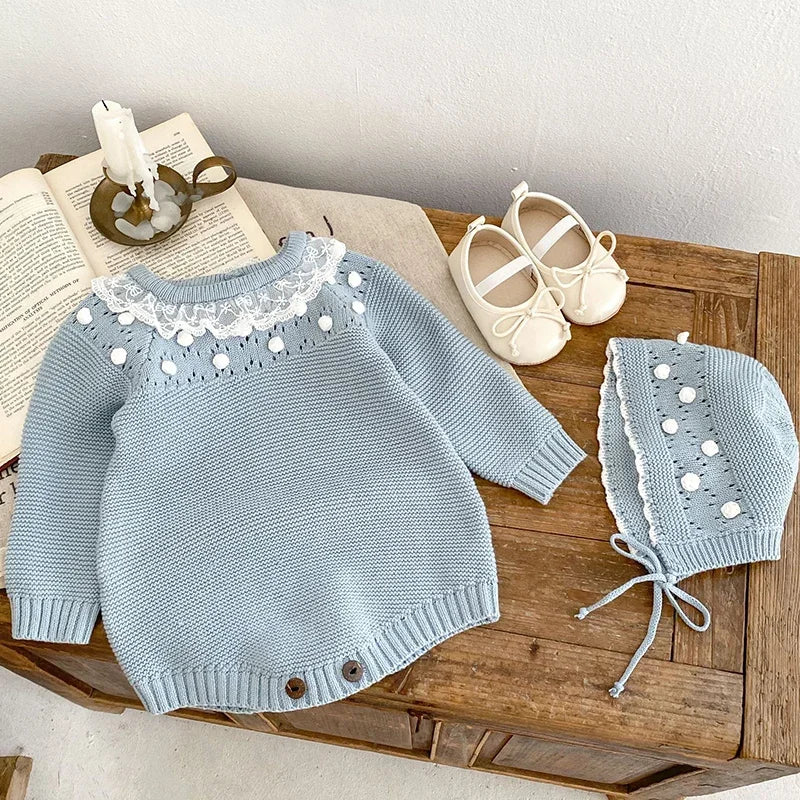 Warm Lace Baby Girl Romper | Cozy Infant Princess Jumpsuit