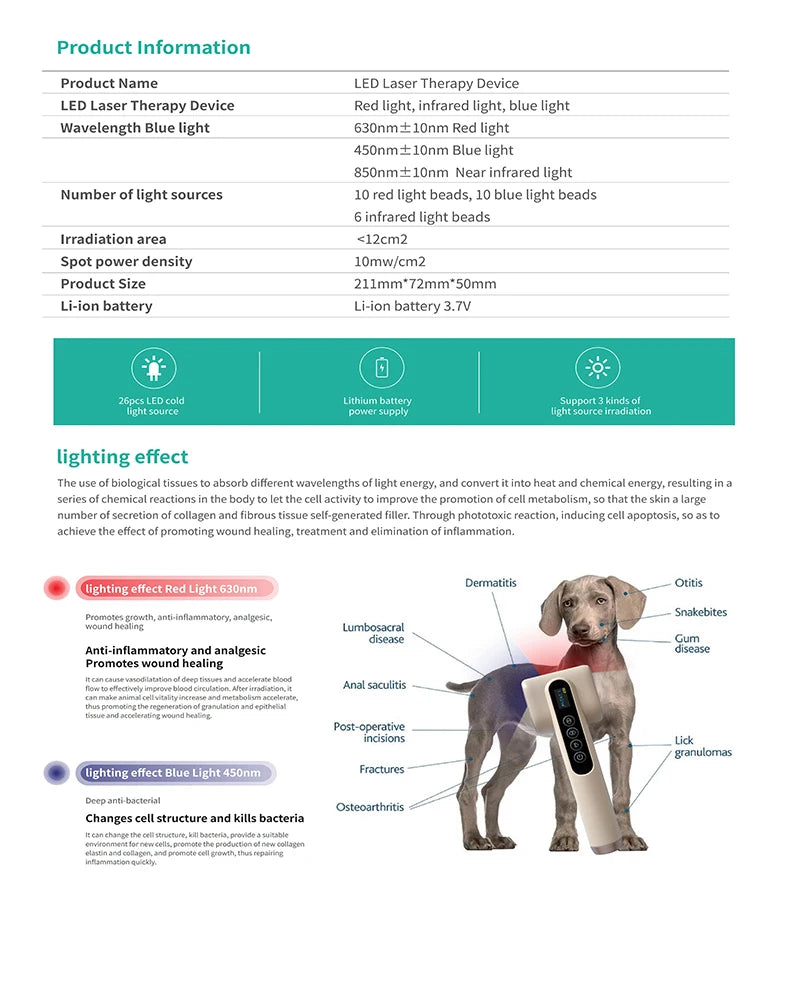 Veterinary LED Laser Therapy Device for Pet Relief