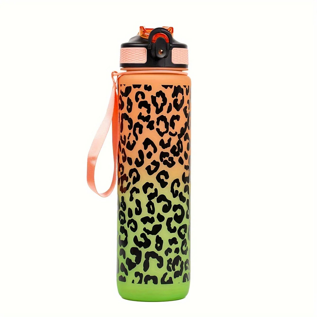 1 Liter Large Capacity Leopard Print Plastic Cup Leak Proof Sports Water Bottle Drink Items Outdoor Travel Portable Gym Bottle
