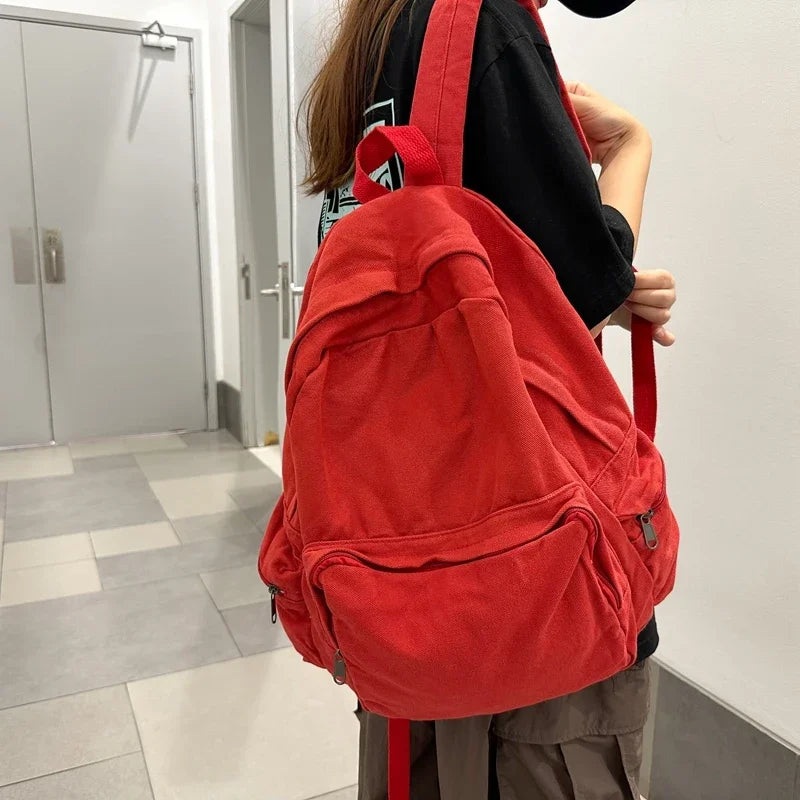 Vintage Washed Canvas Backpack | Stylish School & Travel Bag