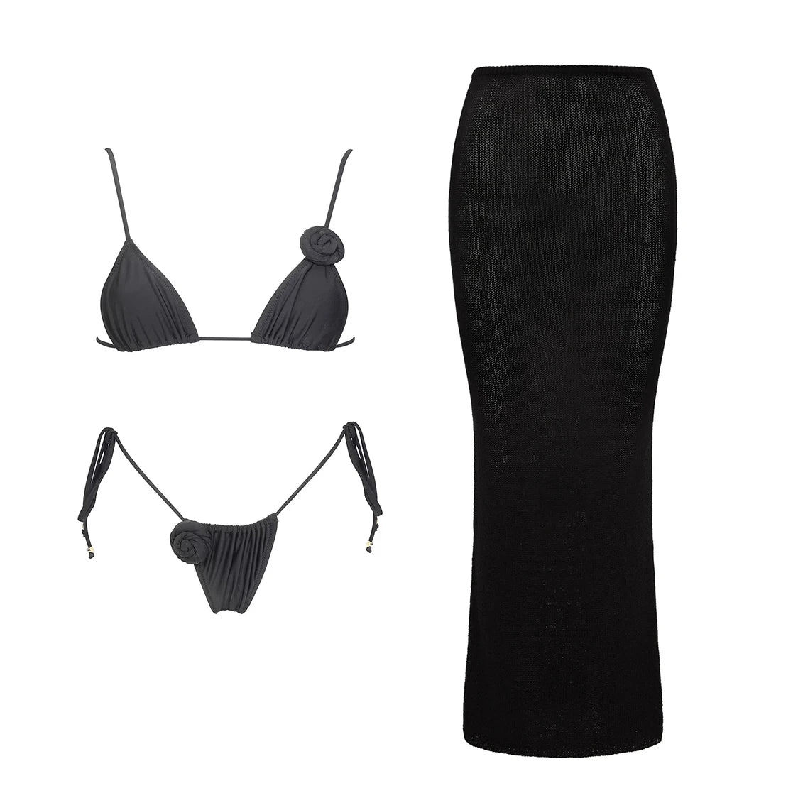 Flower Bikini Women Sexy Swimsuit | Push Up Solid Bathingsuit
