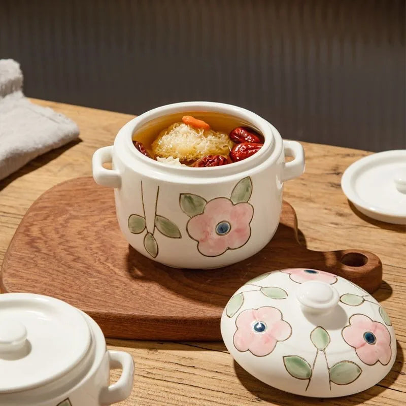 Hand-Painted Ceramic Stew Pot | Versatile Heat-Resistant Cookware