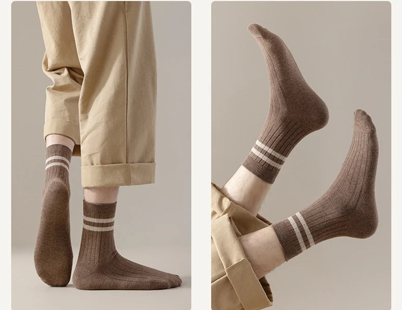Men's Striped Mid Tube Socks | Breathable Casual Comfort