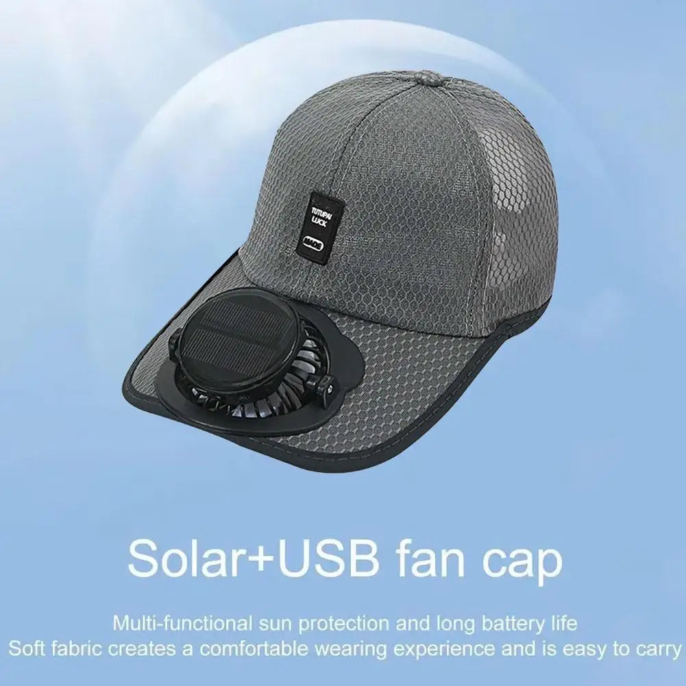 Breathable Summer Mesh Baseball Hat with Solar Fan & UV Protection