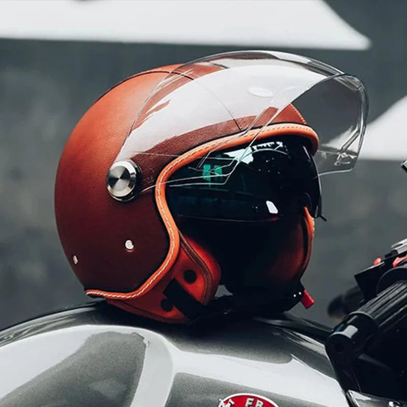 Unisex Open Face Motorcycle Helmet with Double Visors | Safe & Stylish