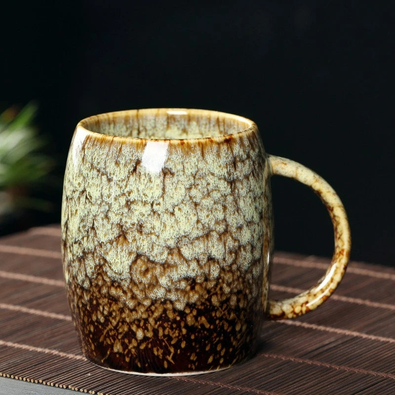 High-Capacity Ceramic Coffee Cup | Vintage Japanese Drinkware