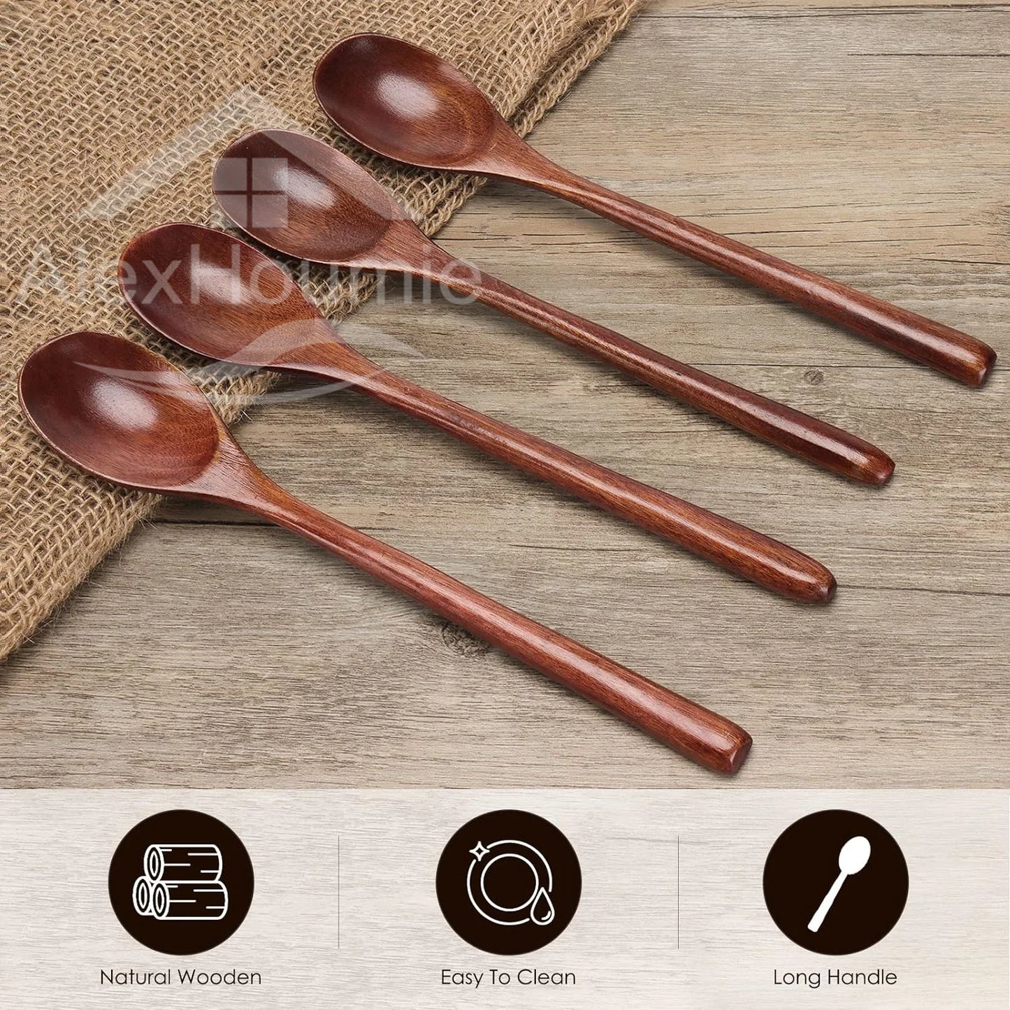 Pack of 6 Natural Wooden Spoons | Eco-Friendly Kitchen Utensils