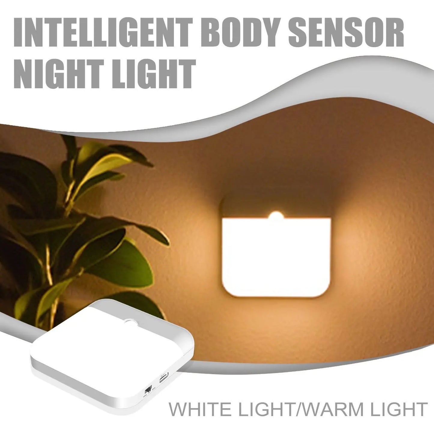 Lámpara LED cuadrada con sensor de movimiento | Iluminación doméstica sin esfuerzo