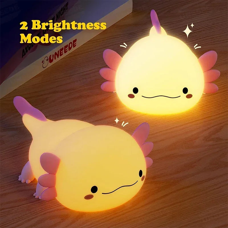 Cute Axolotl Silicone Night Light | Touch Control Nursery Lamp