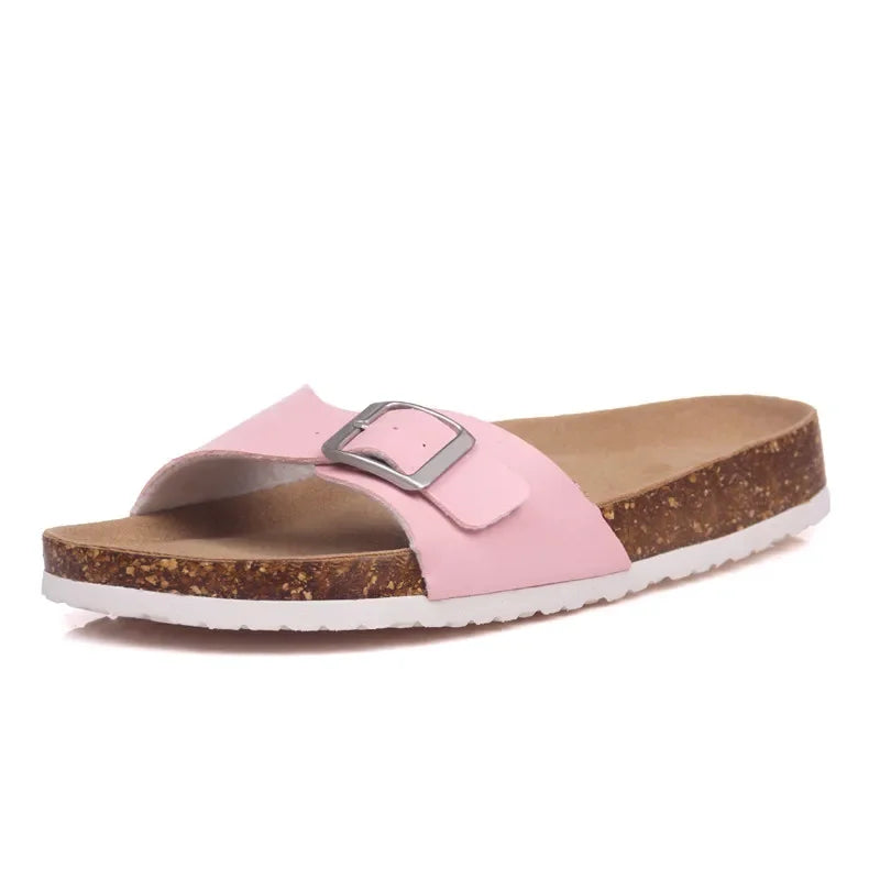 Elegantes chanclas de corcho de verano para mujer | Sandalias informales de playa