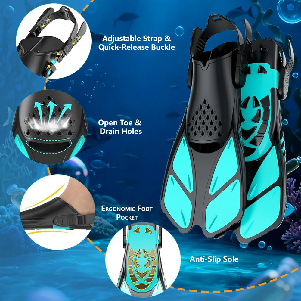Adjustable Snorkel Fins for Adults & Teens | Comfortable Dive Fins