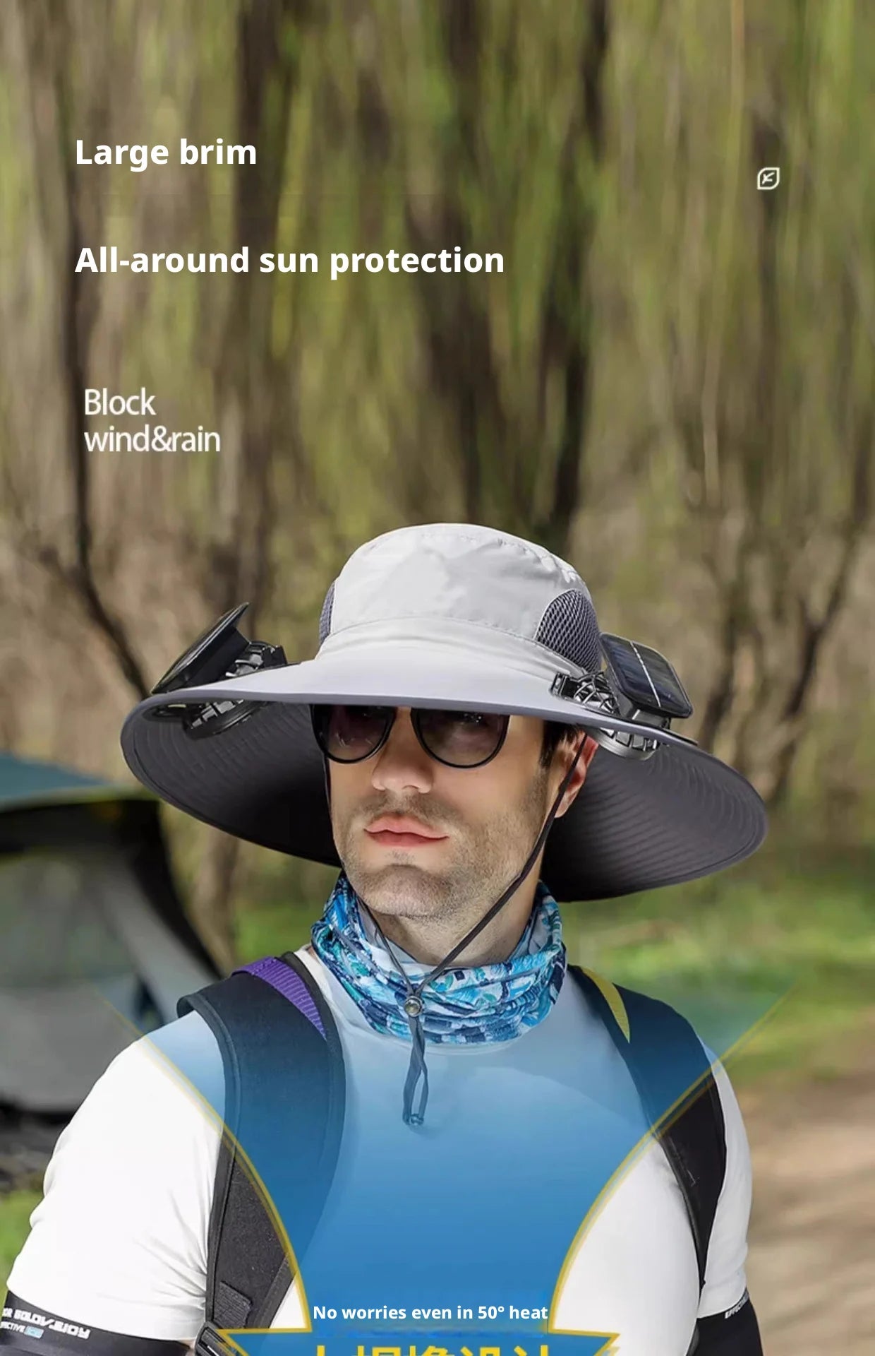 Camouflage Solar Powered Fan Hat | UV Protection Outdoor Gear