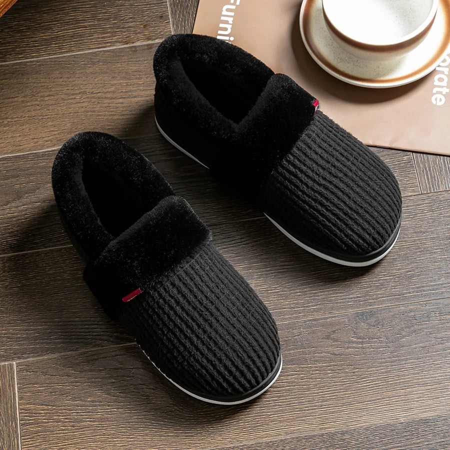 Men's Cozy Flannel Plaid Winter Slippers | Memory Foam Indoor Shoes