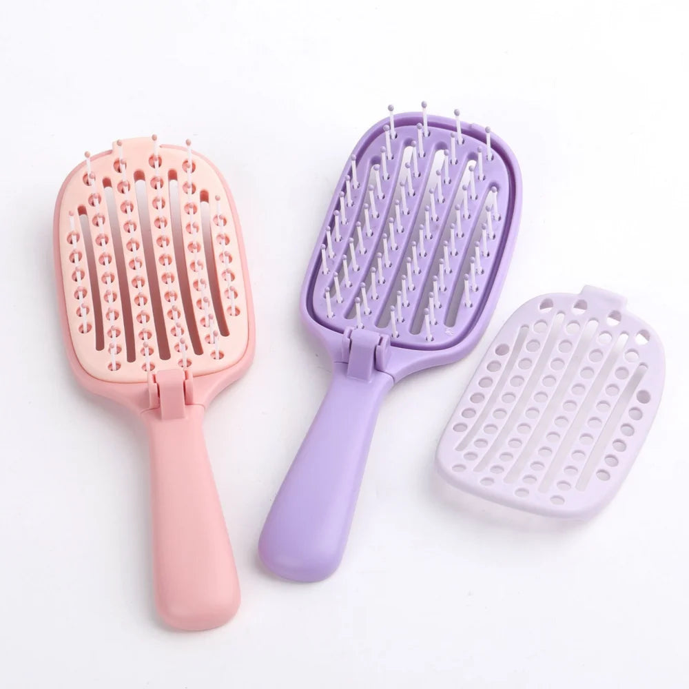 Self-Cleaning Foldable Hair Brush | Anti-Static Massage Comb