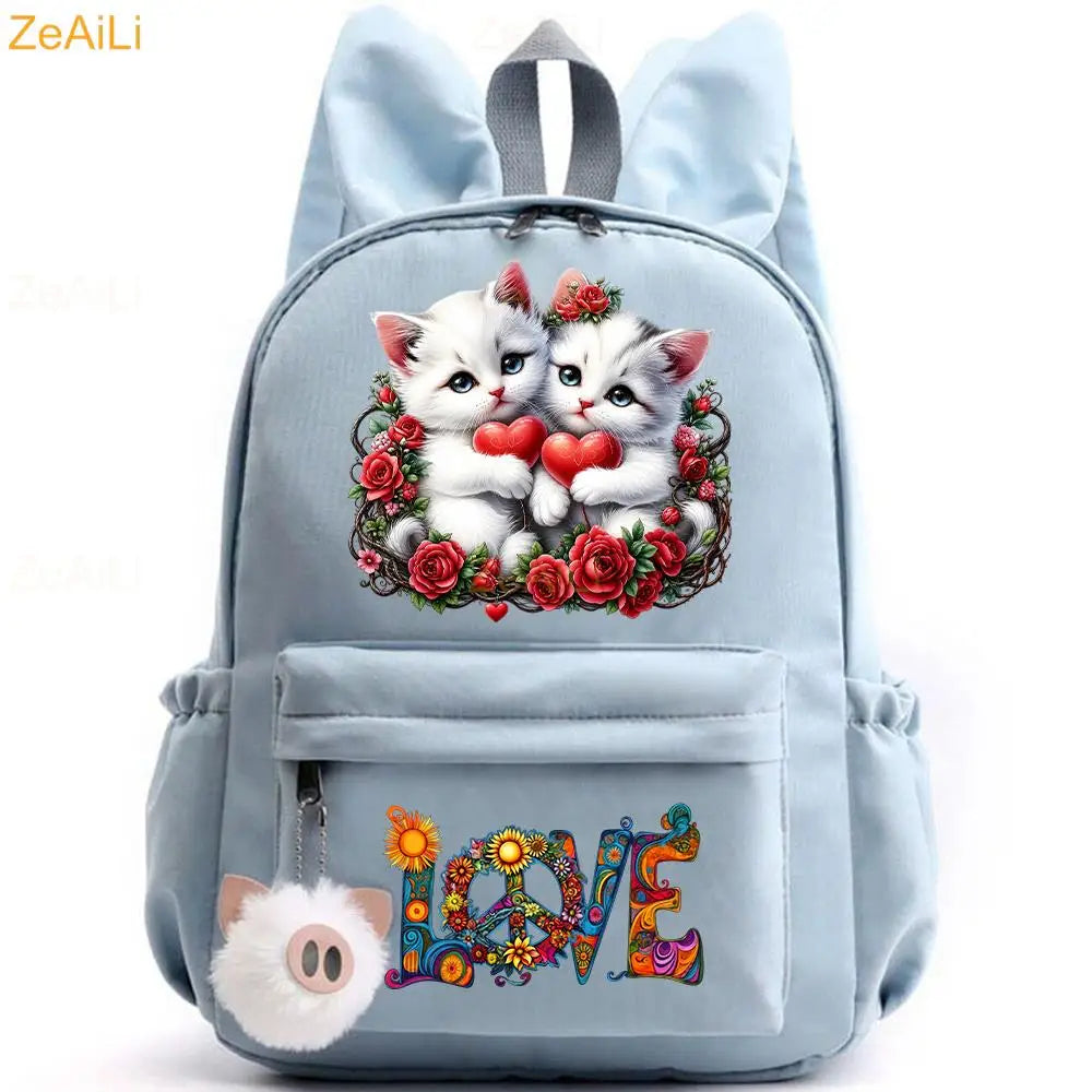 Retro Wolf Head Paw Backpack | Stylish Casual School Rucksack