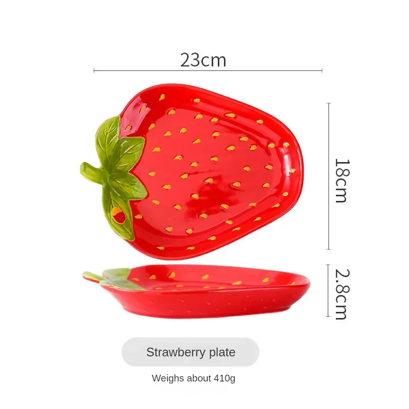 Creative Cartoon Strawberry Shaped Ceramic Salad Bowl | Fun Tableware