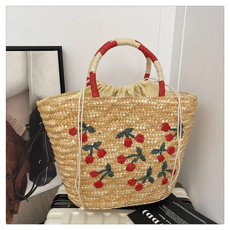 Casual Sweet Tote Bags | Perfect Straw Embroidery Shoulder Bag