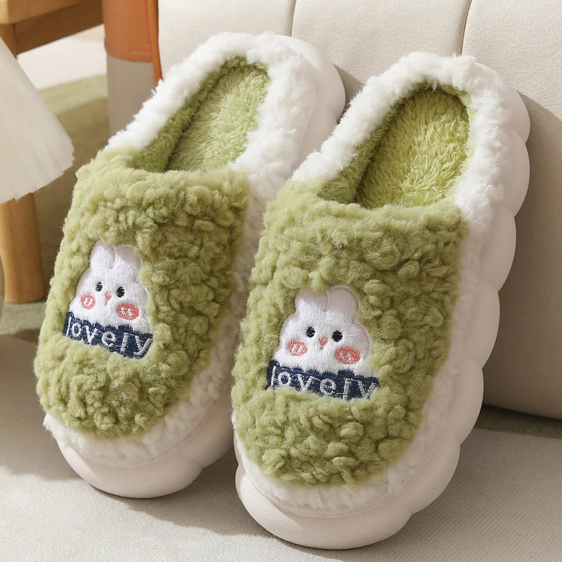 Women's Cute Cartoon Rabbit Plush Slippers | Cozy Indoor Footwear