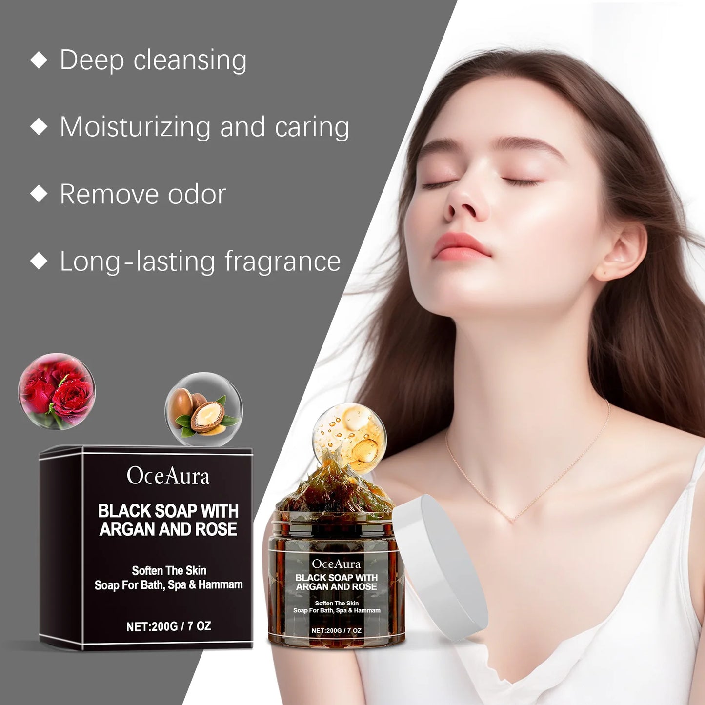 Natural Black Soap Deep Cleansing Exfoliating Body Scrub