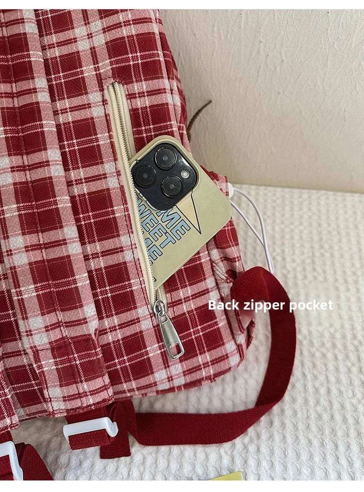Large Capacity Plaid Backpack | Versatile Travel & School Bag