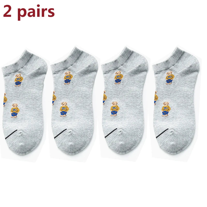 Men's Cartoon Bear Ankle Socks | Fun & Stylish Footwear