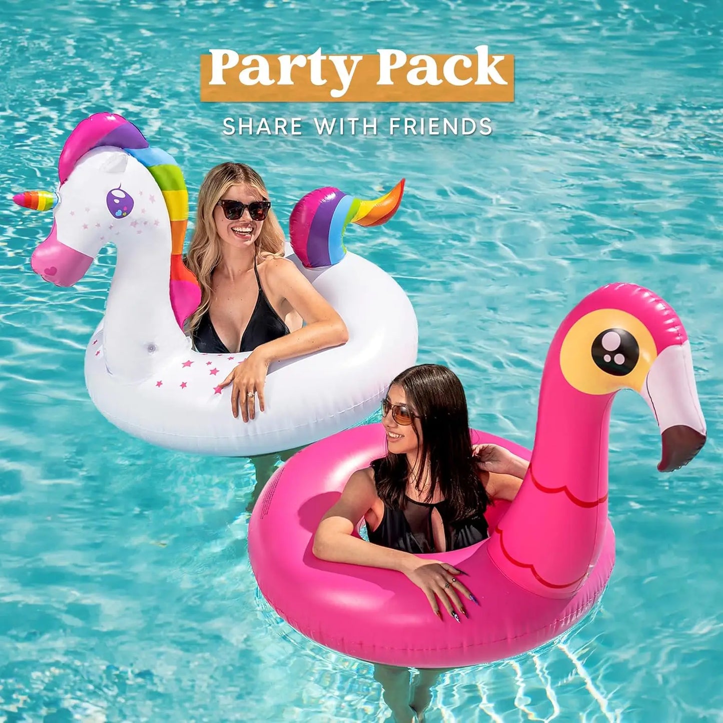 Unicorn & Flamingo Pool Floats - Inflatable Swim Rings for Fun