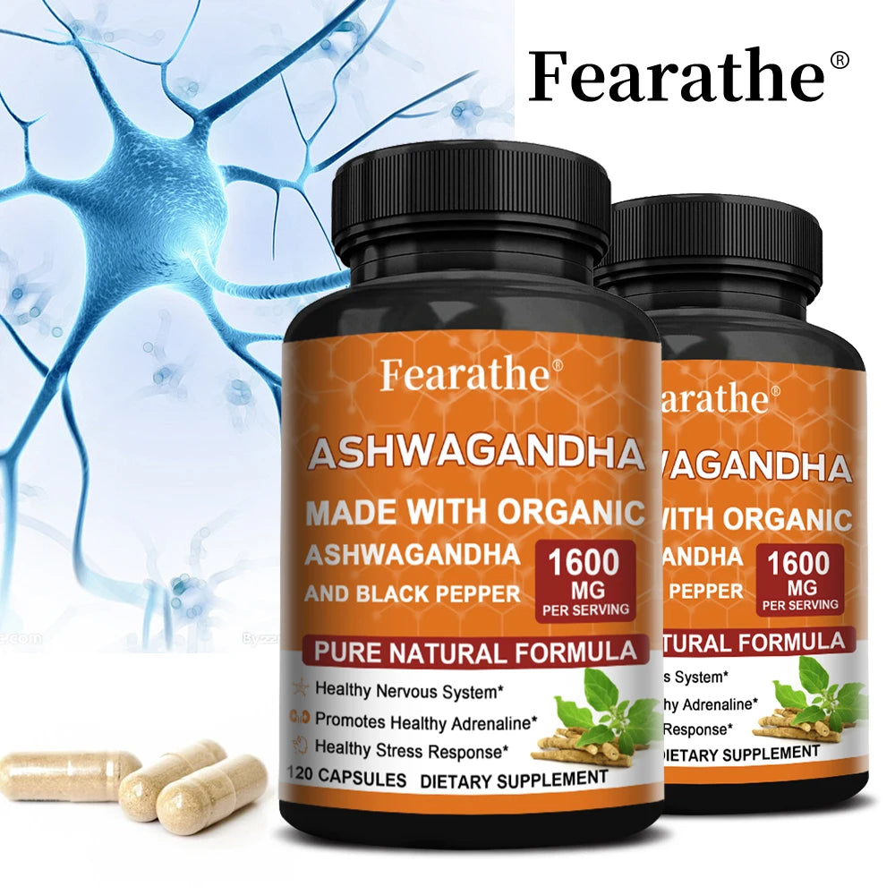 Organic Ashwagandha Root Extract with Black Pepper - Stress Relief