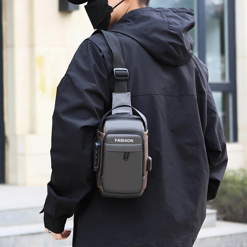 Men's Anti-Theft Sling Bag | USB Charging Crossbody Pack
