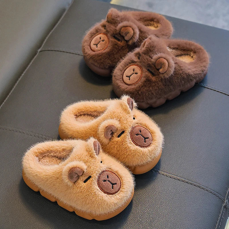 Kids' Capybara Cartoon Plush Slippers | Soft & Cozy Indoor Shoes