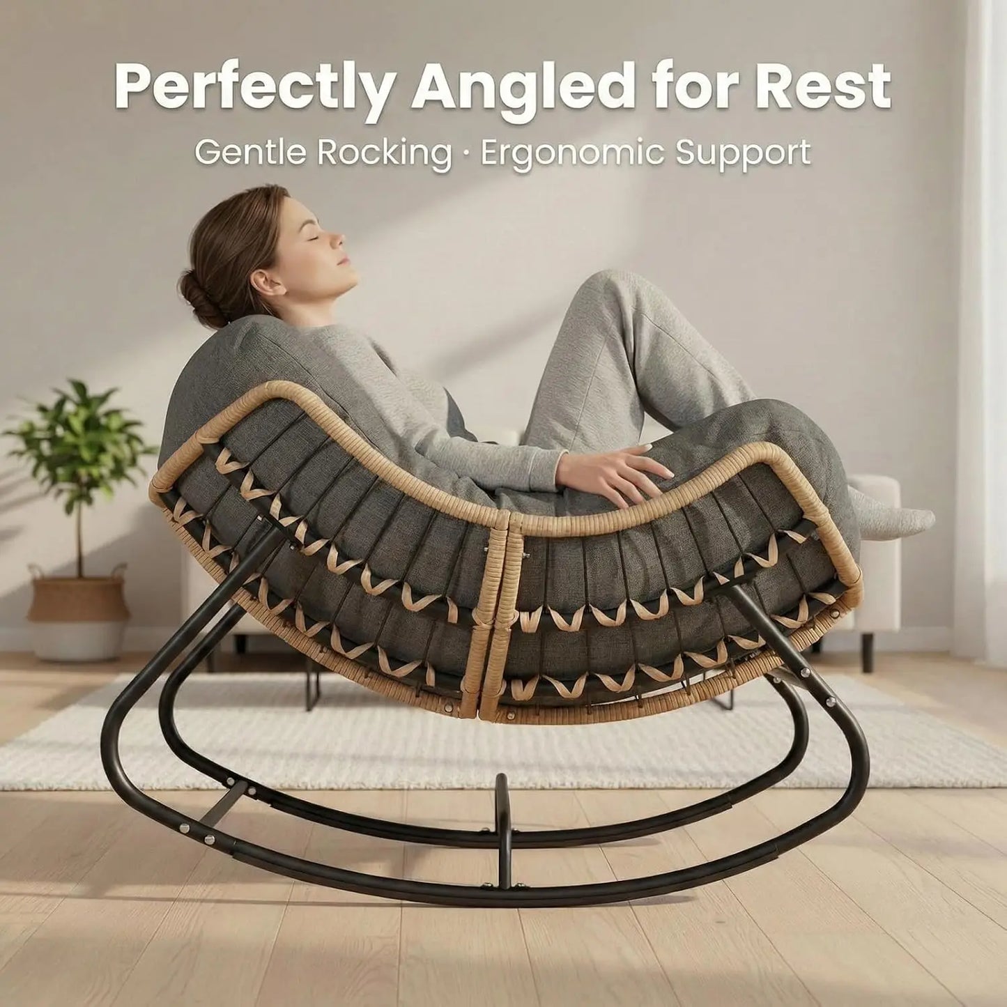 Oversized Outdoor Rocking Chair | Comfy Papasan Lounge Chair